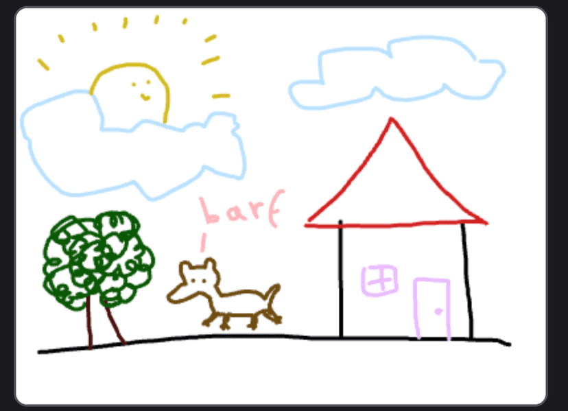 House with dog drawing